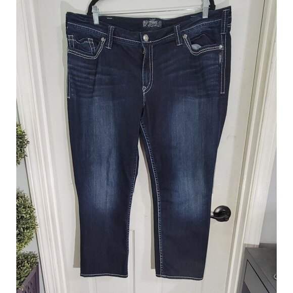 Silver Jeans Co Womens Blue Suki Flap Pockets Capri Denim Mid Rise Size 24 - Picture 5 of 11